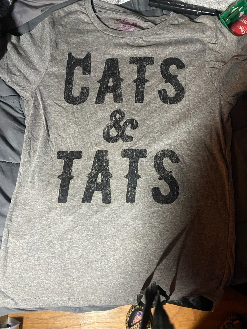 Cats & Tats Graphic Cat Tee - Gray